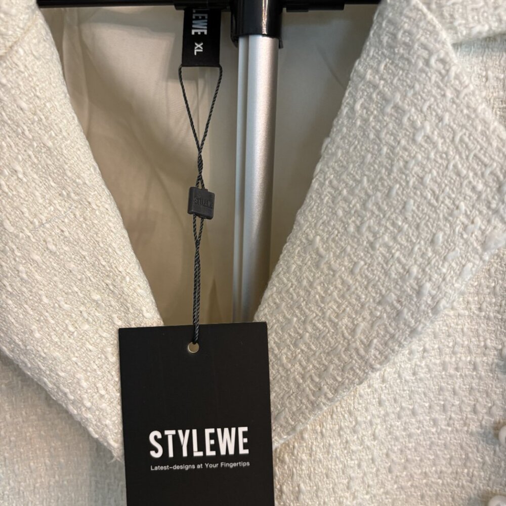 Stylewe "Old Money Aesthetics" Textured White Blazer and Pants XL (sz 16) NEW